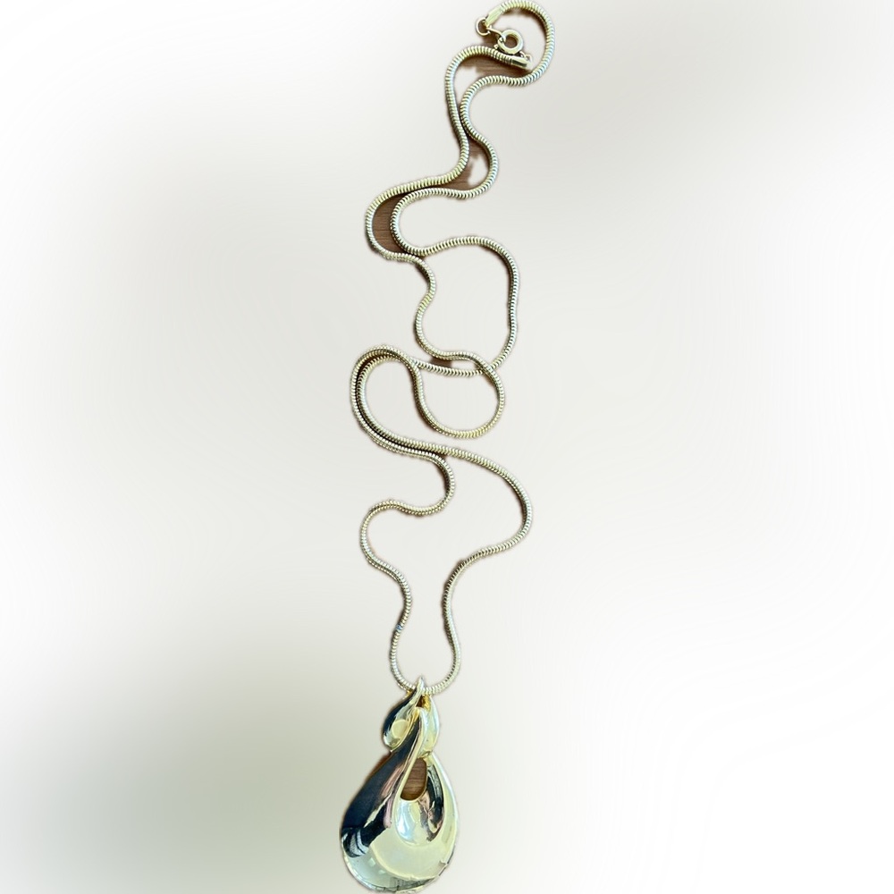 Gold Rope Chain Gold Double Loop Pendant - Picture 2 of 3